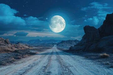 Wall Mural - Dirt Road with Full Moon