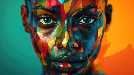 Wall Mural - Close-up of colorFul face