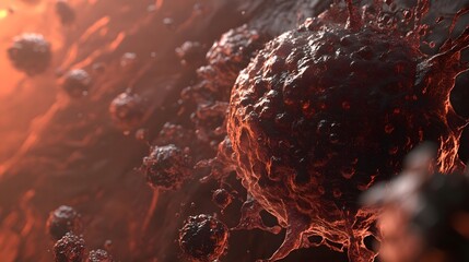 Poster - Closeup Microscopic View of Cellular Structure Virus Bacteria and Other Microorganisms in a Medical Research Laboratory Setting