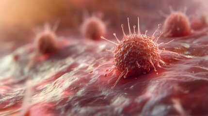 Poster - Closeup Microscopic View of Mysterious Microorganism or Virus Structure in a Scientific Research Laboratory  Detailed Magnified Look at Cellular Tissue or Genetic Structure for Medical