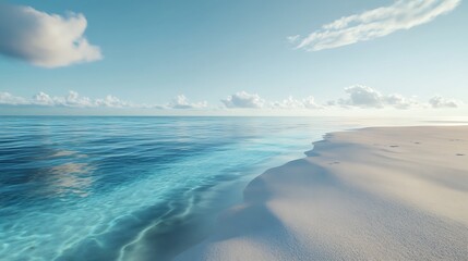 Wall Mural - Serene sandy ocean beach with stunning whitecaps under endless sky