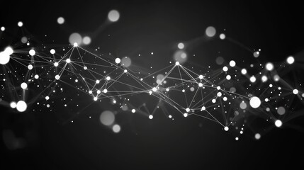 Wall Mural - Black and white image of a line of dots that are connected to each other