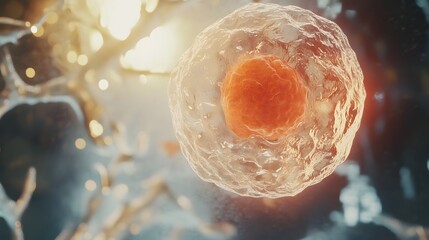 Poster - Closeup of an intriguing microscopic organic cell structure with intricate and detailed patterns captured during a scientific experiment or medical research in a laboratory setting