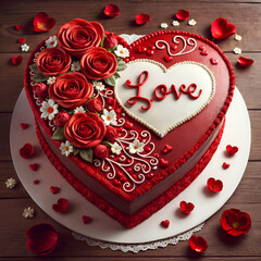 Wall Mural - chocolate cake to celebrate love is delicious.