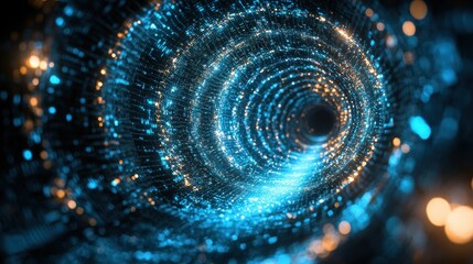 Wall Mural - Blue and orange spiral with a lot of sparkles