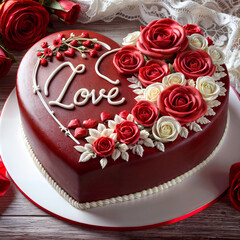 Wall Mural - chocolate cake to celebrate love is delicious.