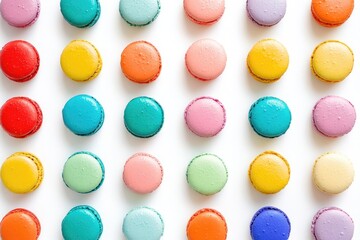 Canvas Print - Colorful Macarons on White Surface