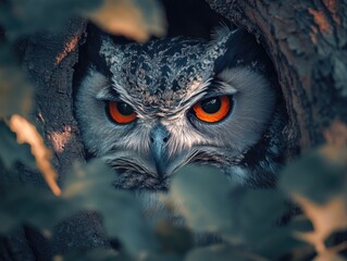 Canvas Print - Close-up of owl with orange eyes