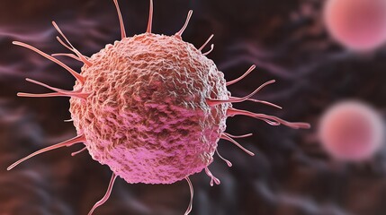 Fototapete - Detailed microscopic view of viral cell structure under laboratory investigation for scientific research and medical analysis in a healthcare or medical setting