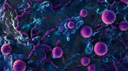Aufkleber - Detailed microscopic view showcasing the intricate molecular and cellular structures within a biological sample