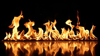 Poster - Dramatic scene of a raging fiery blaze with bright flames spreading across the frame showcasing the intense heat energy and power of the combustion process  The vibrant glow scorching temperature