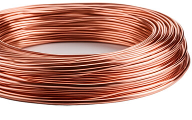 Wall Mural - A thick spool of industrial-grade copper wire, isolated on a empty plain background