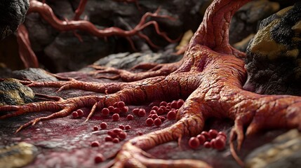 Aufkleber - Enigmatic Organic Landscape Surreal Textural Abstract Pattern Depicting a Mysterious Otherworldly Terrain with Primal Dreamlike Qualities