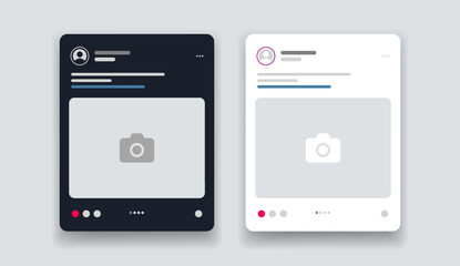 Poster - Social media carousel post template mockup. Mobile app interface with blank pictures, editable posts. Scroll frame pages, social media photography.