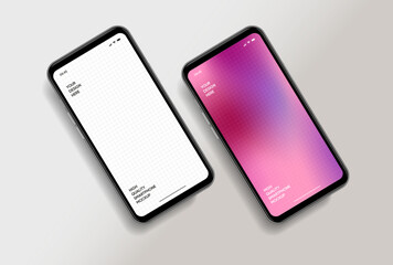 Fototapete - Realistic smartphone mockup. Mobile phone vector with isolated on white background. Device front view. 3D mobile phone with shadow. Realistic, high quality smart phone mockup for ui ux presentation.