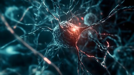 Leinwandbilder - Glowing blue digital representation of neuronal impulses synaptic connections and complex neural network communication in the human brain  Abstract futuristic neuroscience and technology concept