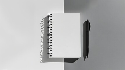 Wall Mural - Notebook with pen isolated on black background. 3d illustration.