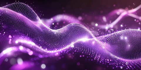 Wall Mural - colorful abstract waves of purple light with glowing particles and dynamic motion effects
