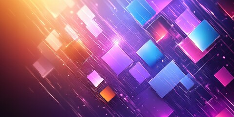 Wall Mural - dynamic display of colorful square patterns in vibrant hues and gradients showcasing light effects