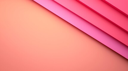 Wall Mural - A gradient of pink and coral paper layers arranged diagonally, creating a simple yet elegant background.