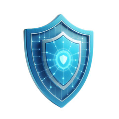 Wall Mural - Shield. Protection and security concept. Blue shield 3d icon. 3d render isolated on white background