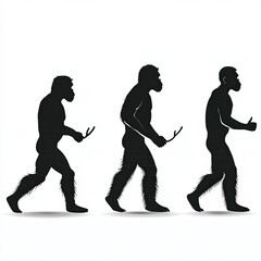 Evolution Silhouette, Black And White Illustration Isolated On White Background