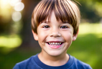 Wall Mural - An extreme macro of a child's smile, filled with excitement as they watch their dad's reaction