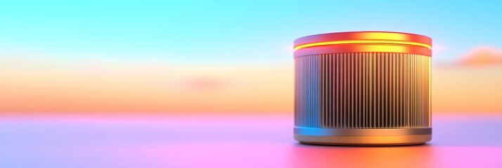 Fototapete - Neo-Futuristic Metallic Capsule Gradient Lighting on Modern Tech-Infused Surface - Cutting-Edge Design for Business Innovation and Advanced Marketing Displays