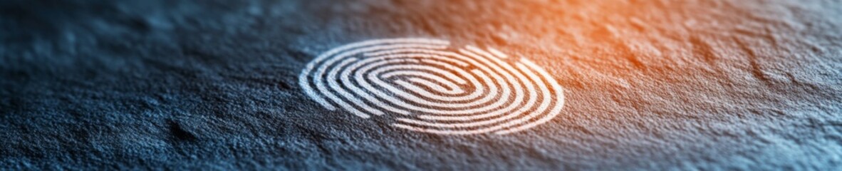 Fototapete - High-Tech Biometrics Fingerprint on Textured Slate for Secure Identification in Business Environments - Digital Security and Modern Authentication Solutions