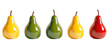 © Natthakan - A colorful arrangement of pears showing various ripeness stages and vibrant colors. transparent background