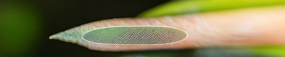 Fototapete - Neon Minimalist Biometric Interface Fingerprint Recognition Graphic with Enhanced Security Protocols - Advanced Digital Access Control in Tech and Business Environments