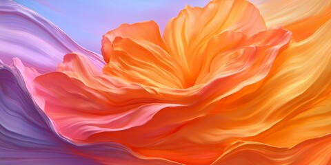 Poster - Vibrant Floral Abstraction on Textured Blue Contemporary Wall Art for Creative Spaces - Evokes Energy and Modern Whimsy in Design and Branding
