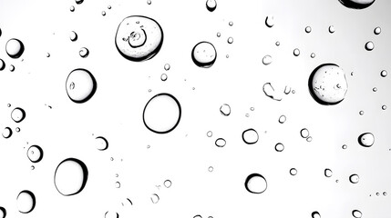 Aufkleber - Isolated transparent water drops captured against a crystal clear minimalist background  The water droplets display beautiful reflections and refractions of light