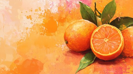 Wall Mural - Bright citrus fruits on a vibrant splash background showcasing juicy textures and fresh colors