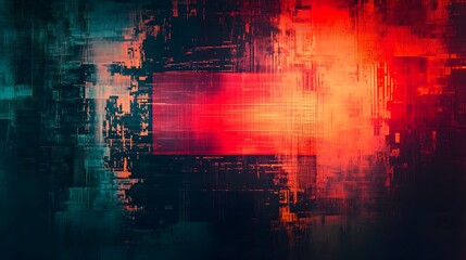 Poster - Striking abstract digital art composition featuring pulsating neon glitch effects vibrant color schemes and a futuristic technological atmosphere
