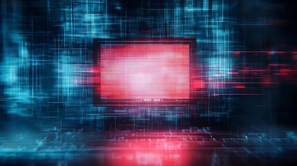 Leinwandbilder - Striking abstract digital landscape with vibrant neon colors futuristic visuals and intricate geometric grid patterns  This image evokes a sense of technological innovation data driven environments