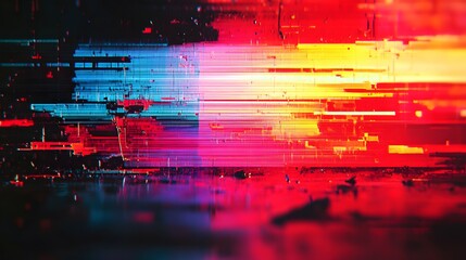 Fototapete - Striking digital abstract artwork featuring a mesmerizing display of glitch like effects dynamic color patterns and a kaleidoscopic visual landscape
