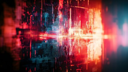 Fototapete - Striking digital image depicting a vibrant glowing explosion of light and color in a dynamic futuristic technological backdrop  The abstract