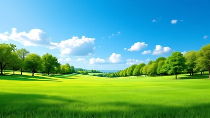 Beautiful landscape large grassy field clear blue sky University