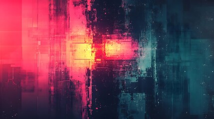 Leinwandbilder - Vibrant Abstract Digital Artwork with Mesmerizing Colorful Patterns and Textures  Striking experimental and imagination sparking digital painting featuring dynamic glitchy and surreal visual elements