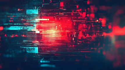 Aufkleber - Vibrant and dynamic abstract composition featuring a futuristic digital glitch explosion of neon lights energy pulses and data streams creating a surreal and techno inspired visual effect