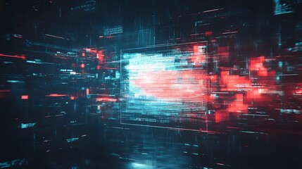 Fototapete - Vibrant and dynamic abstract digital glitch effect backdrop with neon light motion futuristic technology and inspired visual elements