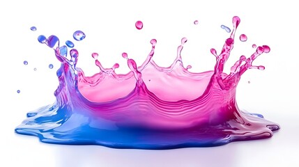 Poster - Vibrant and dynamic abstract image showcasing a colorful liquid splash with flowing energetic movements and a visually stunning palette of blues pinks and purples