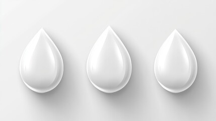 Wall Mural - three smooth white water drops on a clean minimalist background