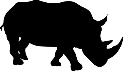 Wall Mural - Rhinoceros silhouette on white background vector