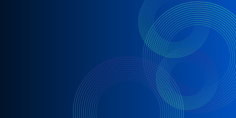 Leinwandbilder - Abstract circle lines on dark blue background. Geometric stripe line art design with shadows. Futuristic technology concept. Horizontal banner template. vector background, backdrop, graphic, tech.	
