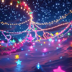 Wall Mural - christmas background with stars and snowflakes