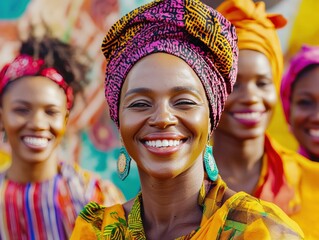 Wall Mural - Happy People Wearing Yellow Turbans and Traditional Jewellery