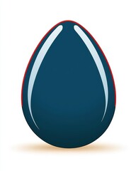 Wall Mural - elegant dark blue egg shape with glossy surface and red outline
