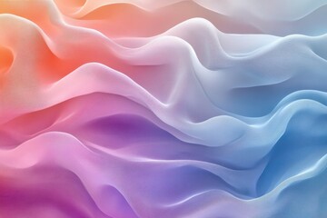 Poster - Colorful flowing fabric gracefully undulating against a white background creating an ethereal atmosphere and soft light effects in a serene setting